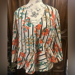 Zara Multicolor Floral Wrap Blouse